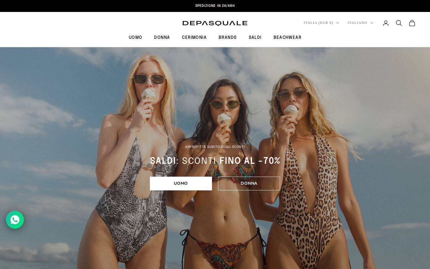 Depasqualeboutique homepage screenshot
