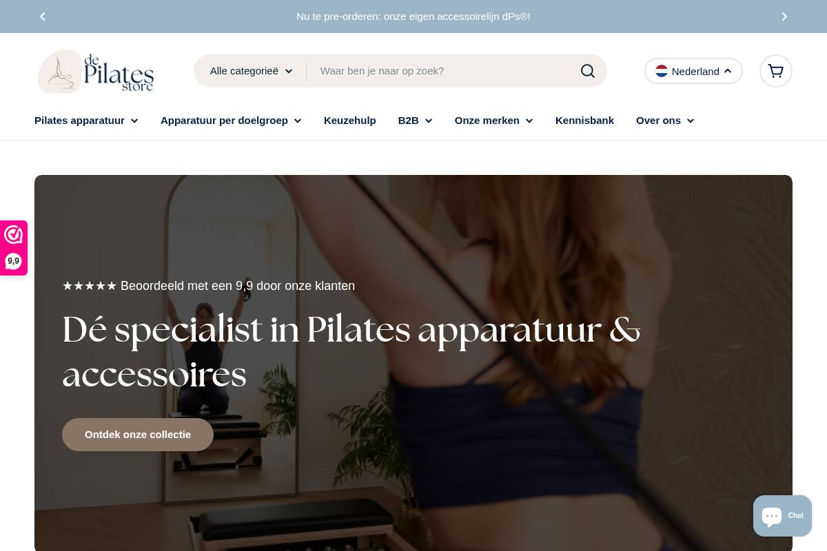 De Pilates Store homepage screenshot