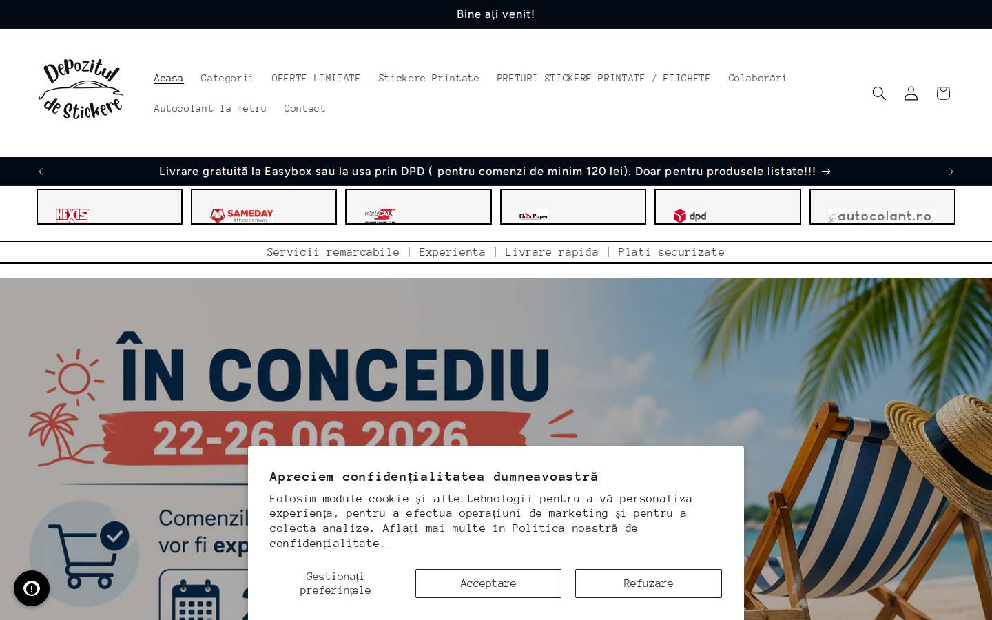 Depozituldestickere homepage screenshot