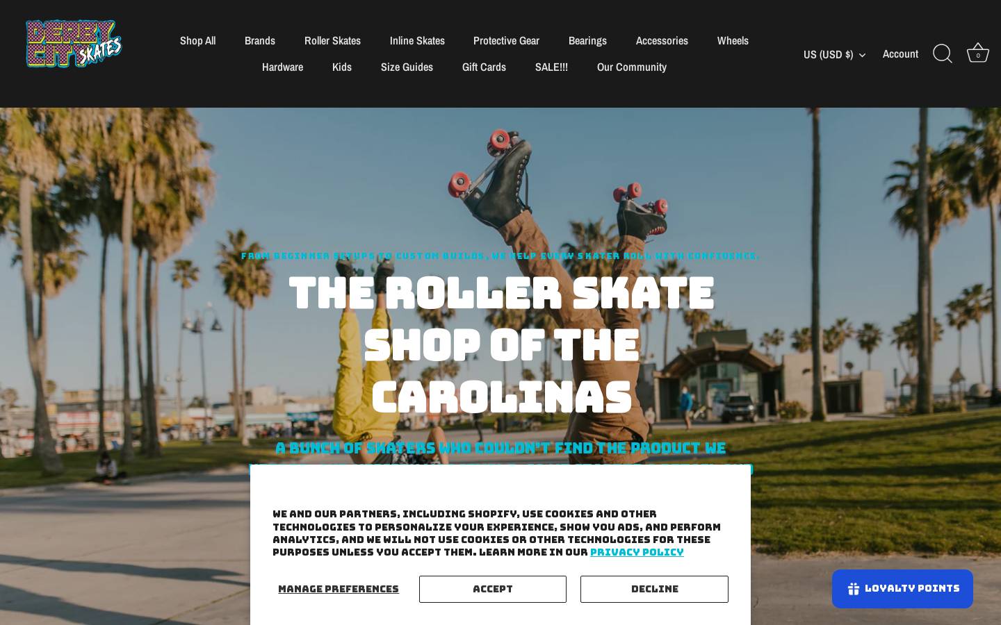 derbycityskates.com homepage screenshot