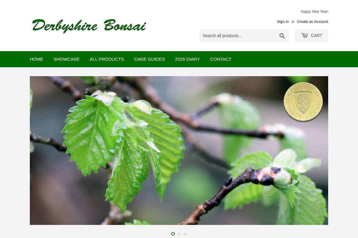 derbyshirebonsai.co.uk homepage screenshot