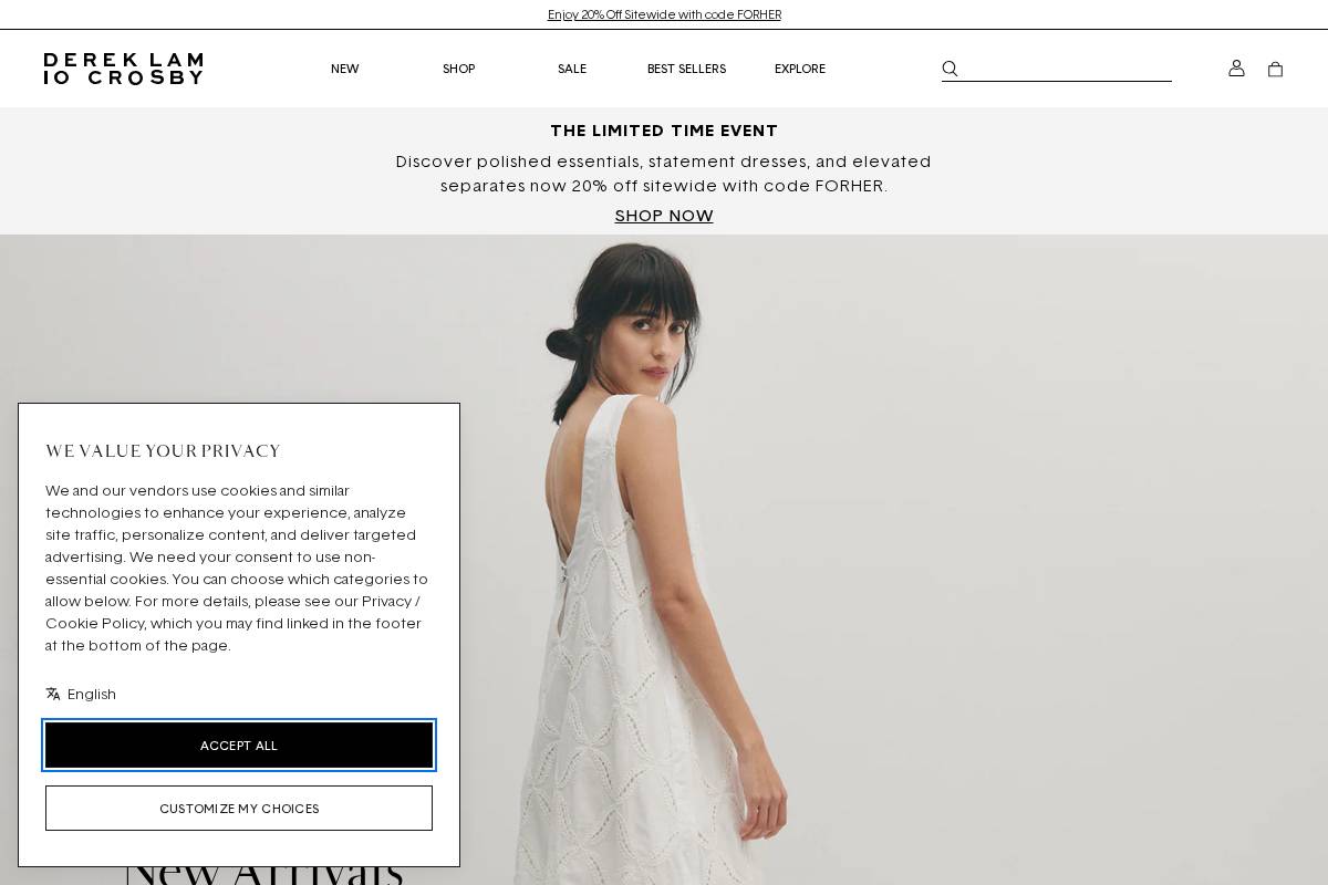Derek Lam homepage screenshot