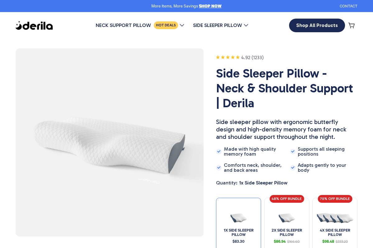 Derila Pillow homepage screenshot