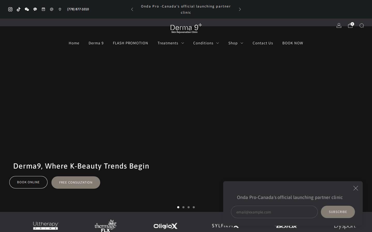 derma9.ca homepage screenshot