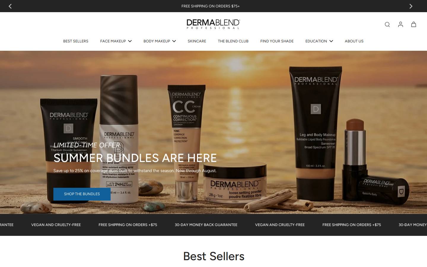 Dermablend Pro homepage screenshot