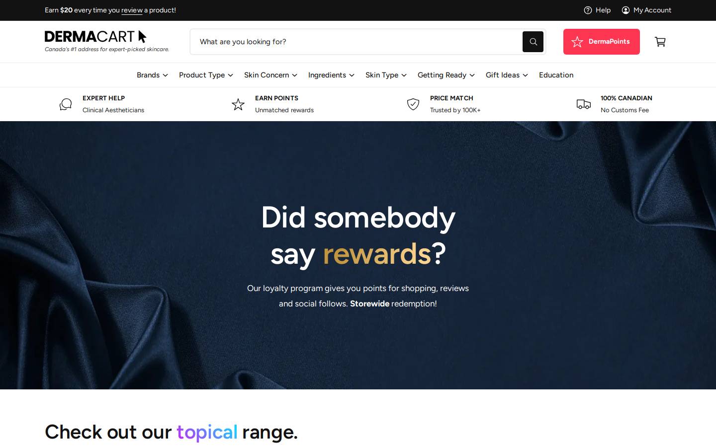 Dermacart homepage screenshot