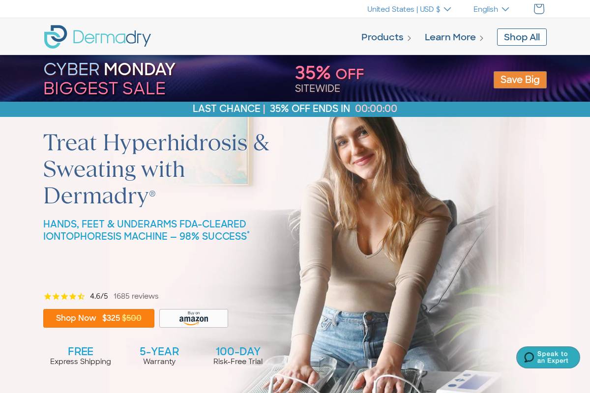 Dermadry homepage screenshot