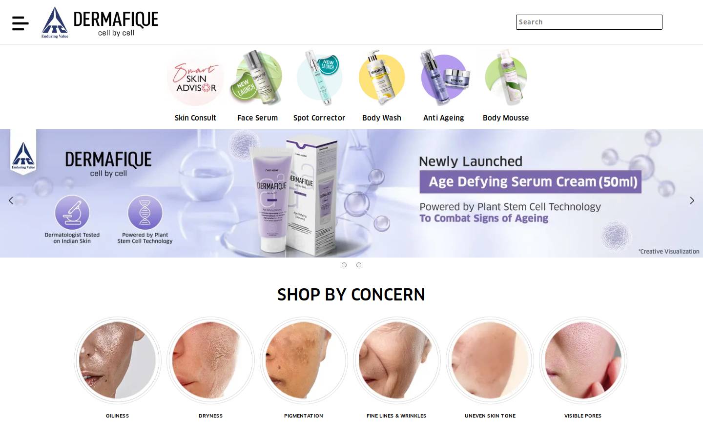 dermafique.com homepage screenshot