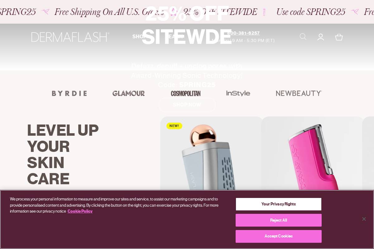 DERMAFLASH homepage screenshot
