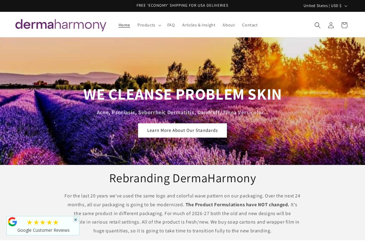 DermaHarmony homepage screenshot