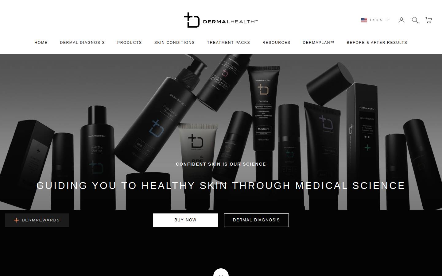 dermahealthscience.com homepage screenshot