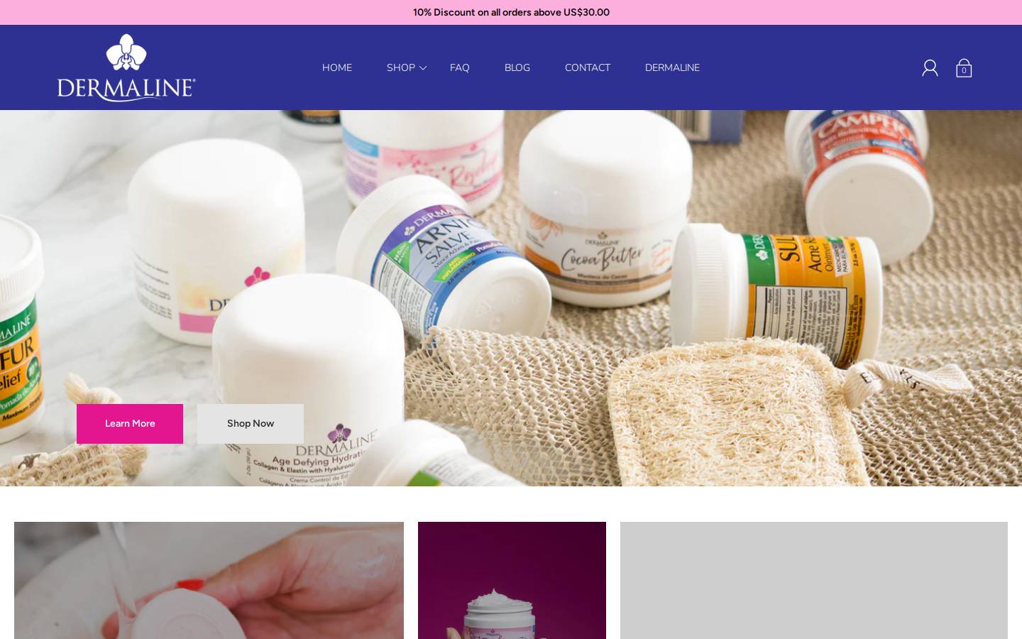 dermalineusa.com homepage screenshot