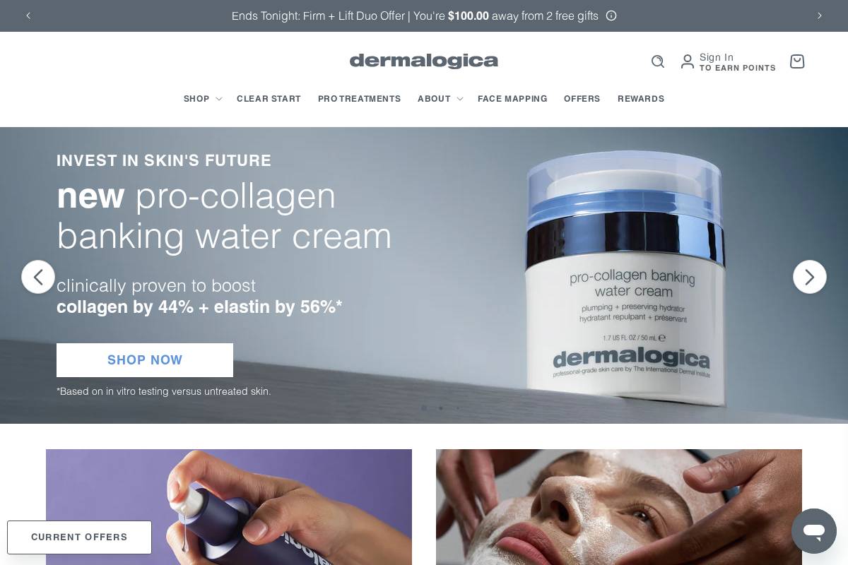 Dermalogica homepage screenshot