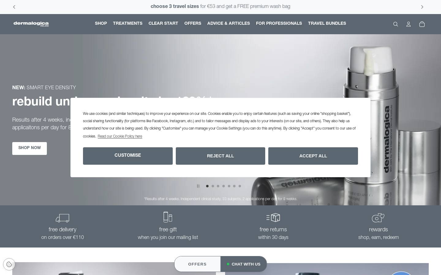 Dermalogica homepage screenshot