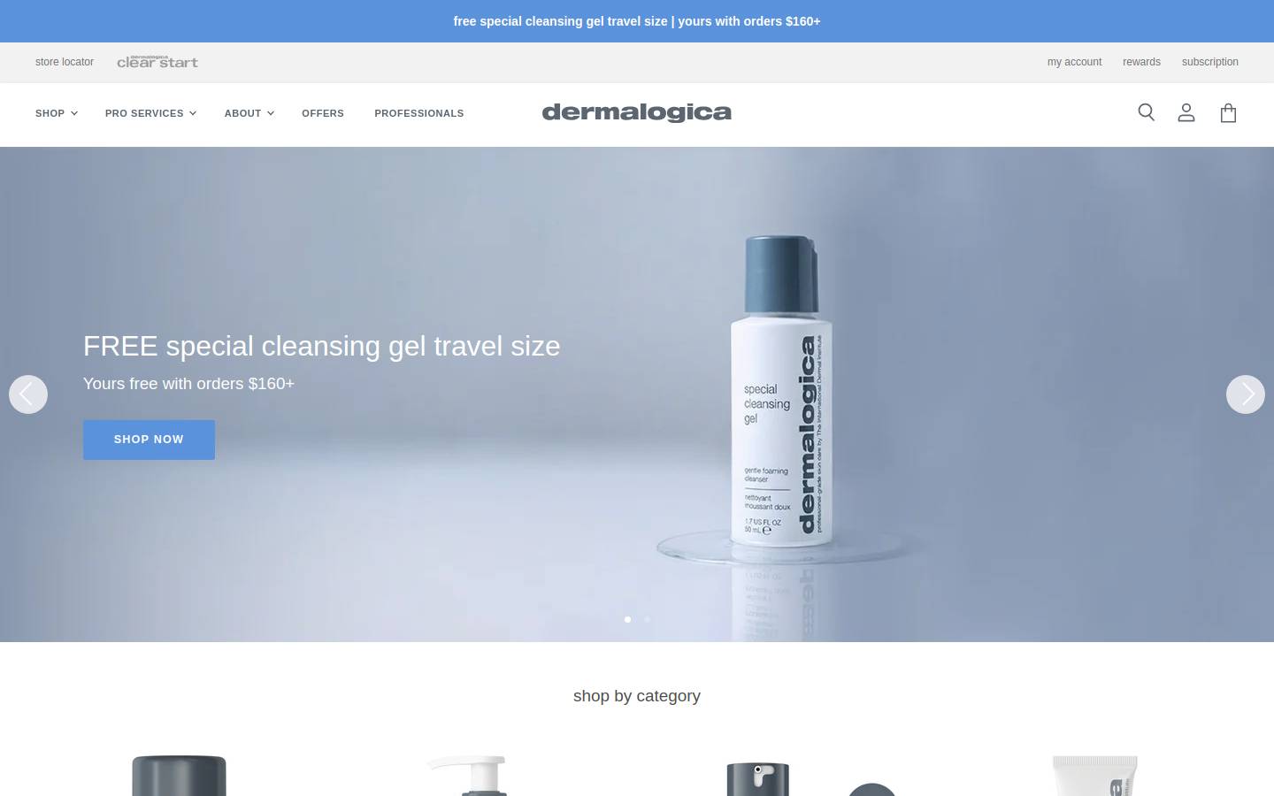Dermalogica homepage screenshot
