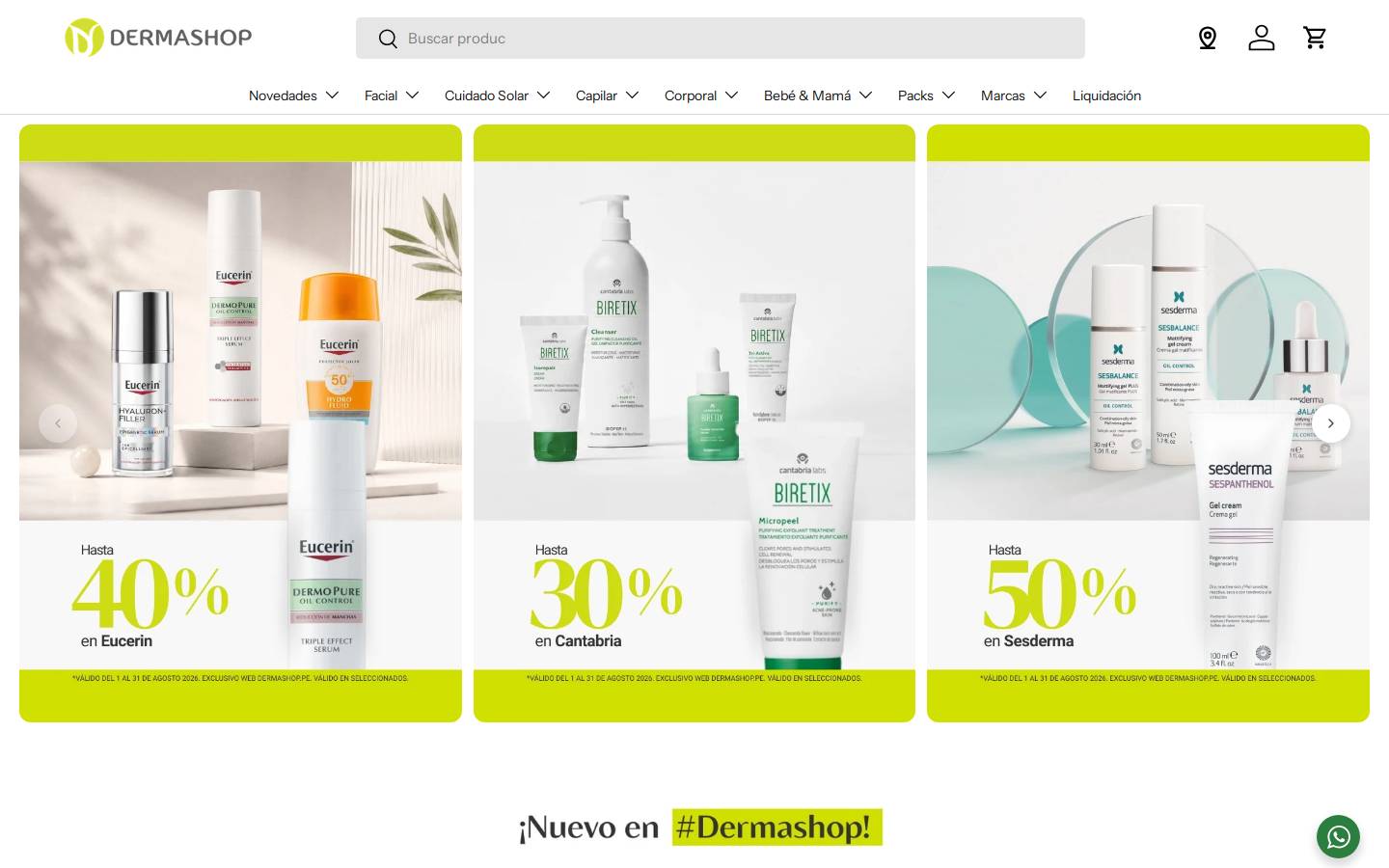 dermashop.pe homepage screenshot