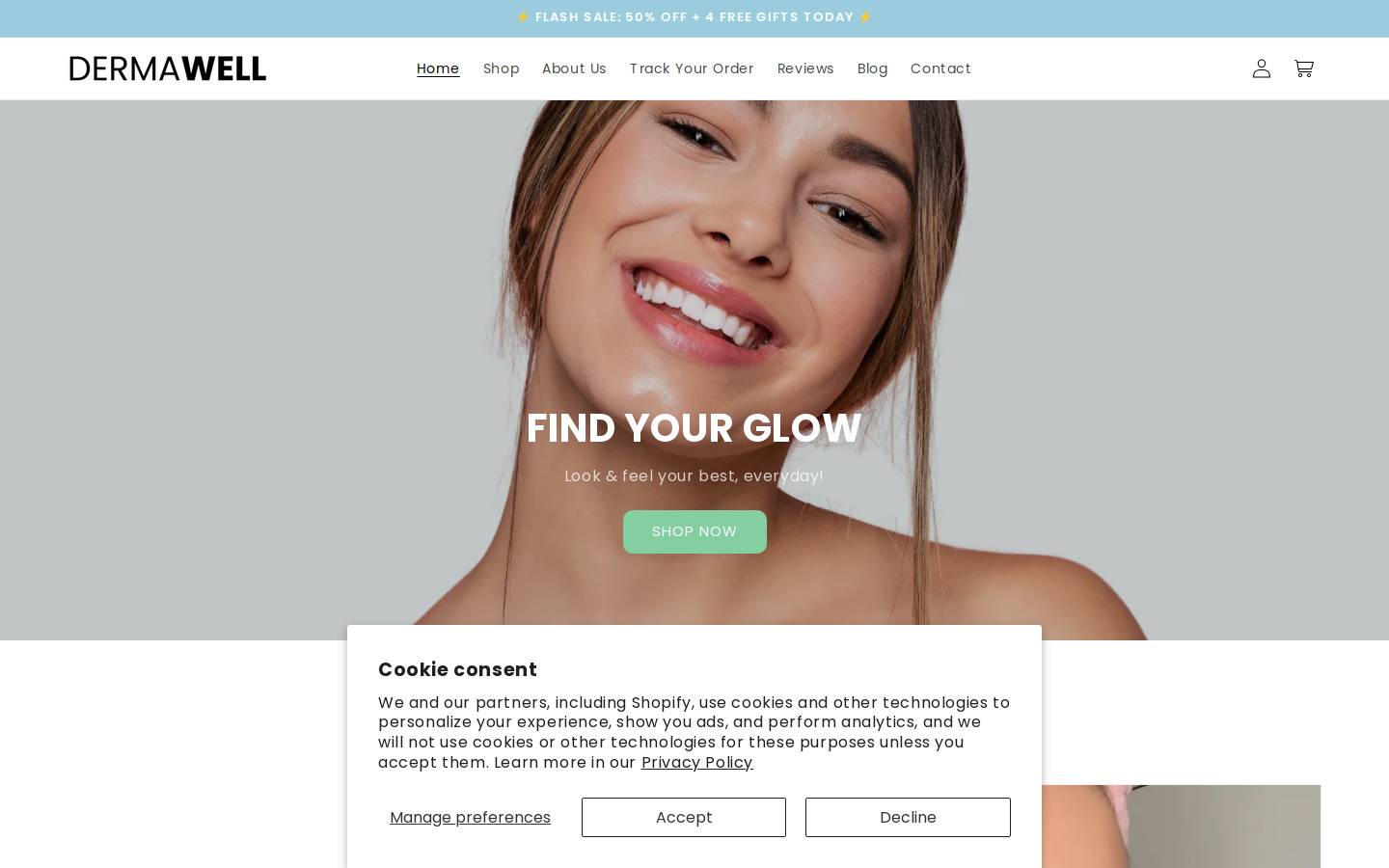 Dermawell homepage screenshot