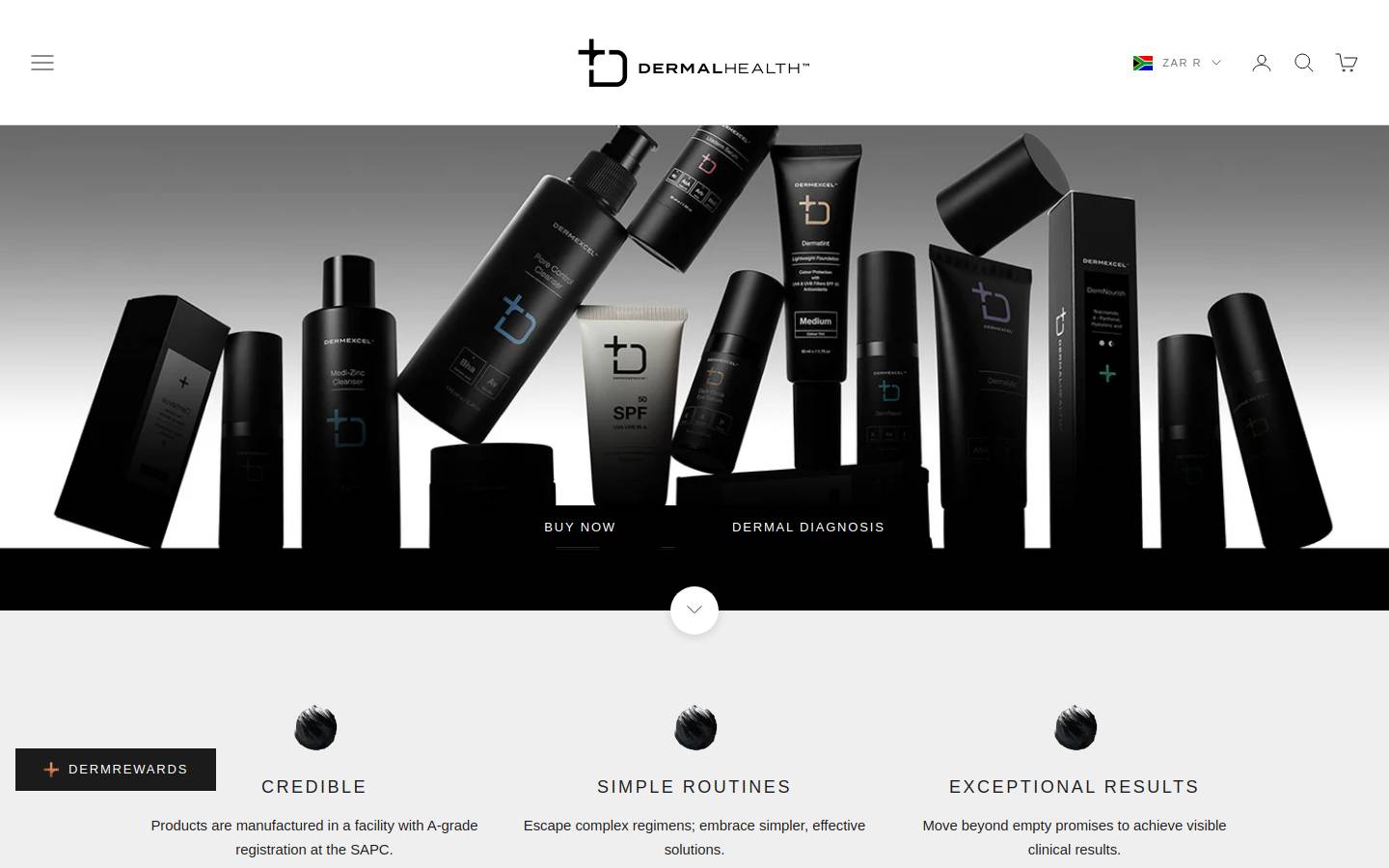 dermexcel.co.za homepage screenshot