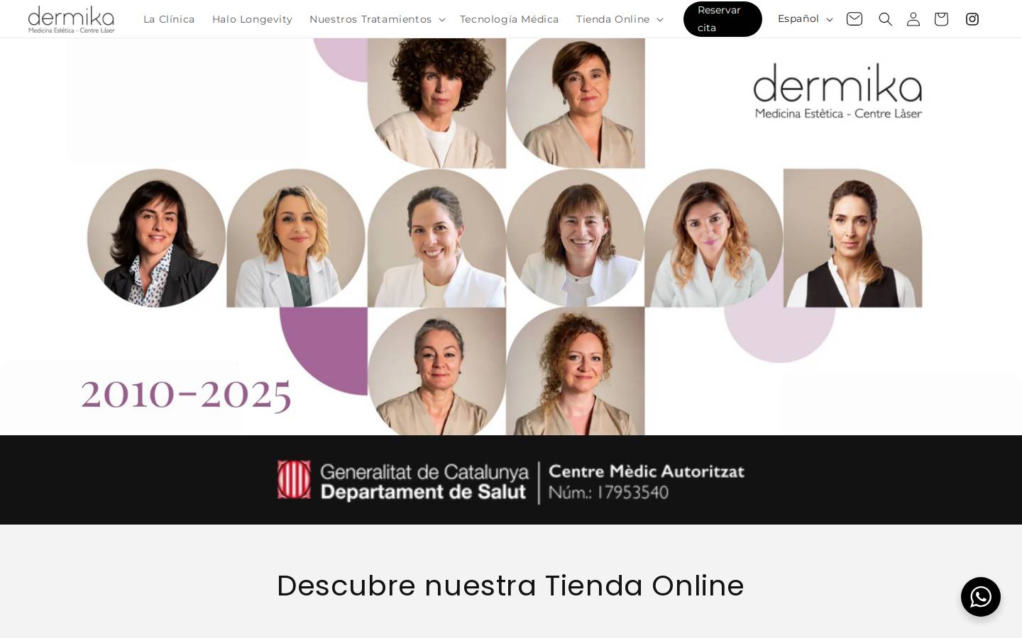 Dermika » Medicina estètica i làser homepage screenshot