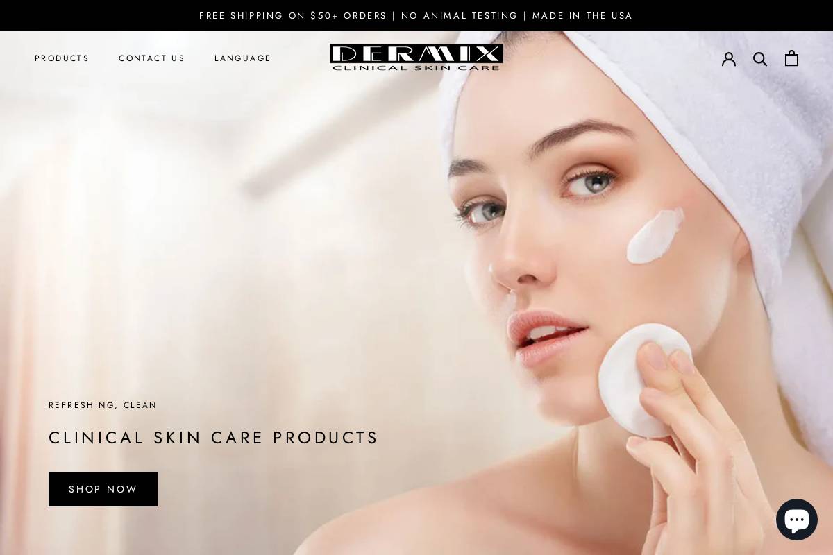 dermixskincare.com homepage screenshot