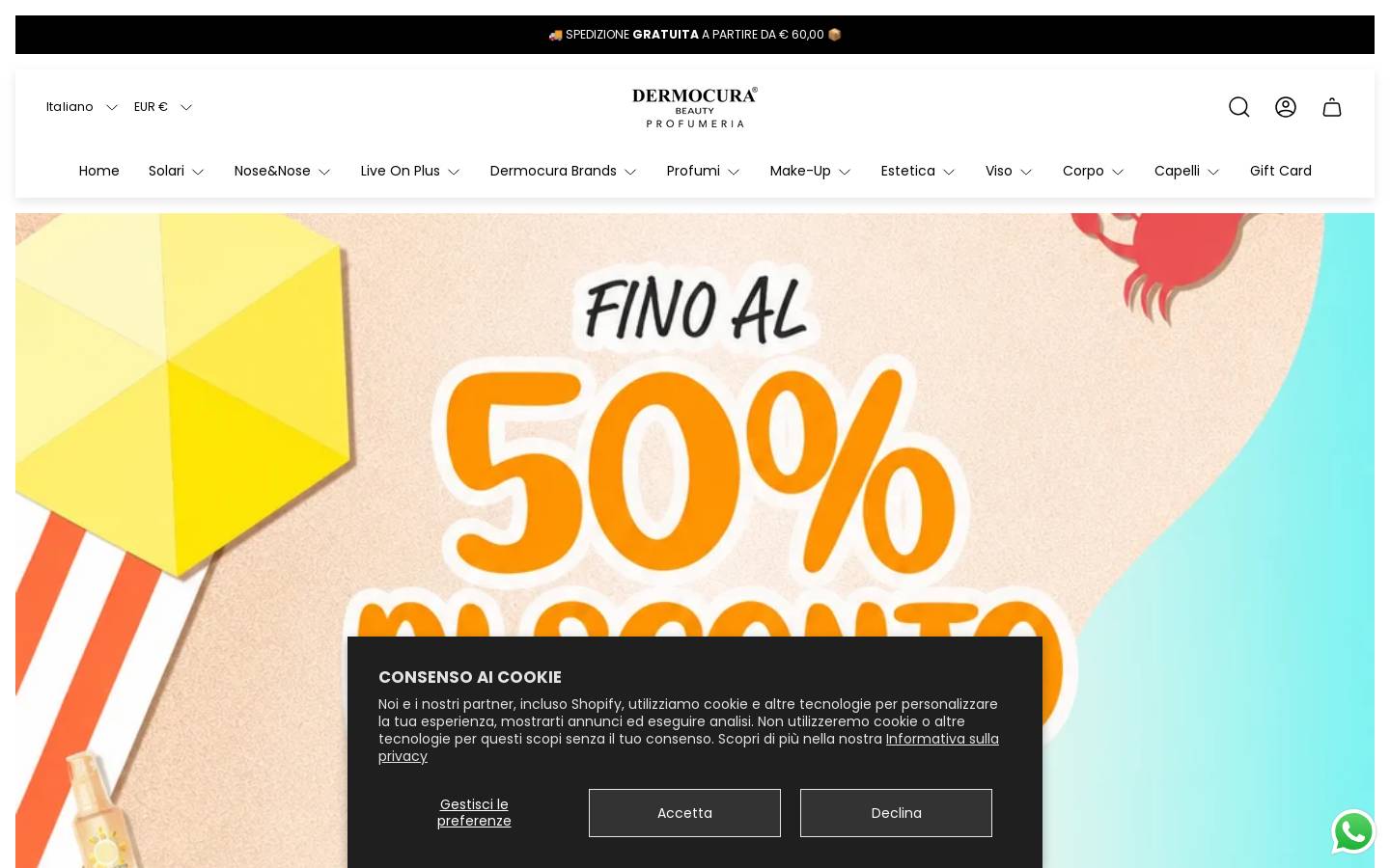 Dermocura Beauty Profumeria homepage screenshot