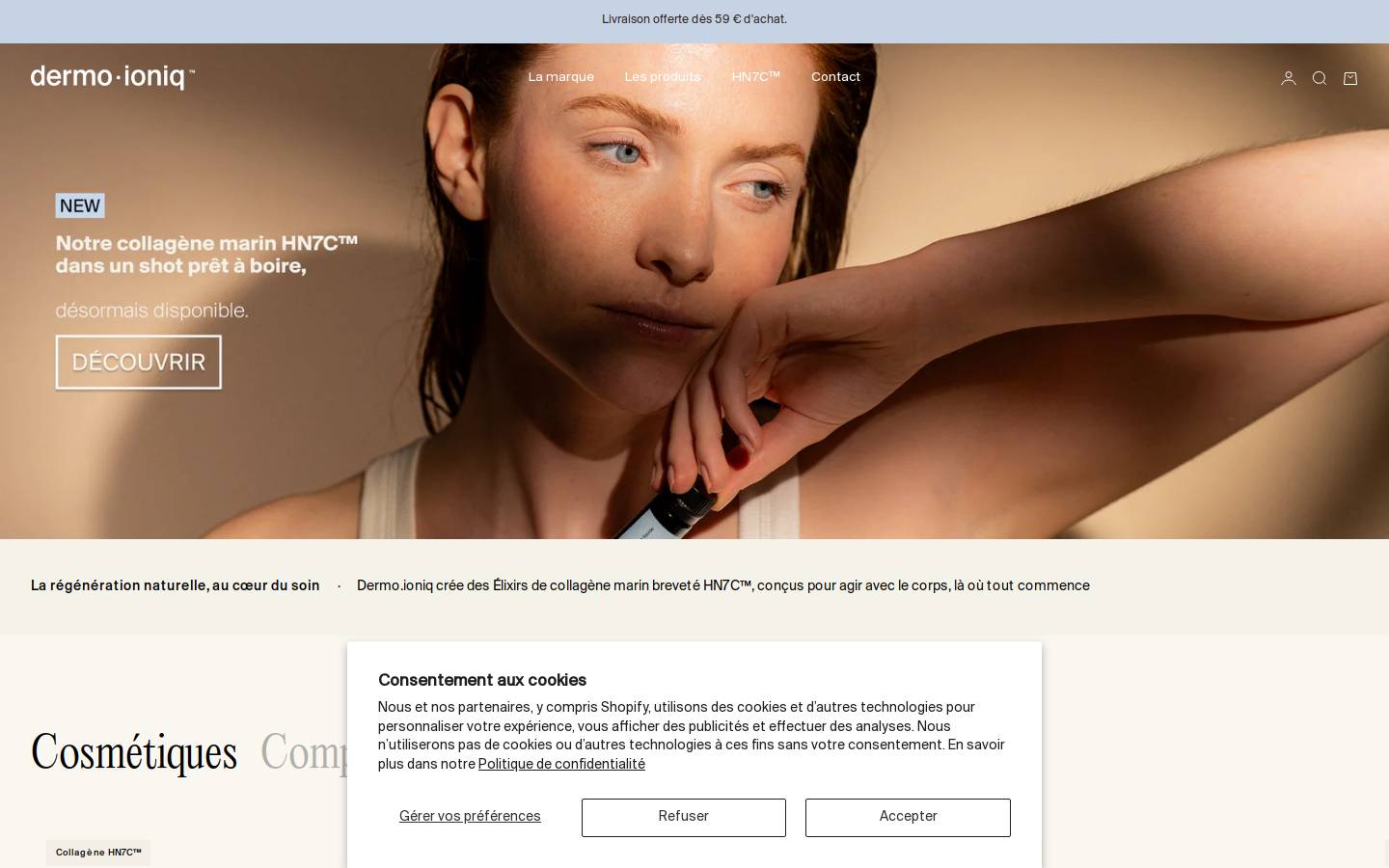 Dermoioniq homepage screenshot