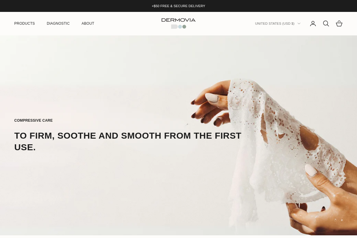 Dermovia homepage screenshot