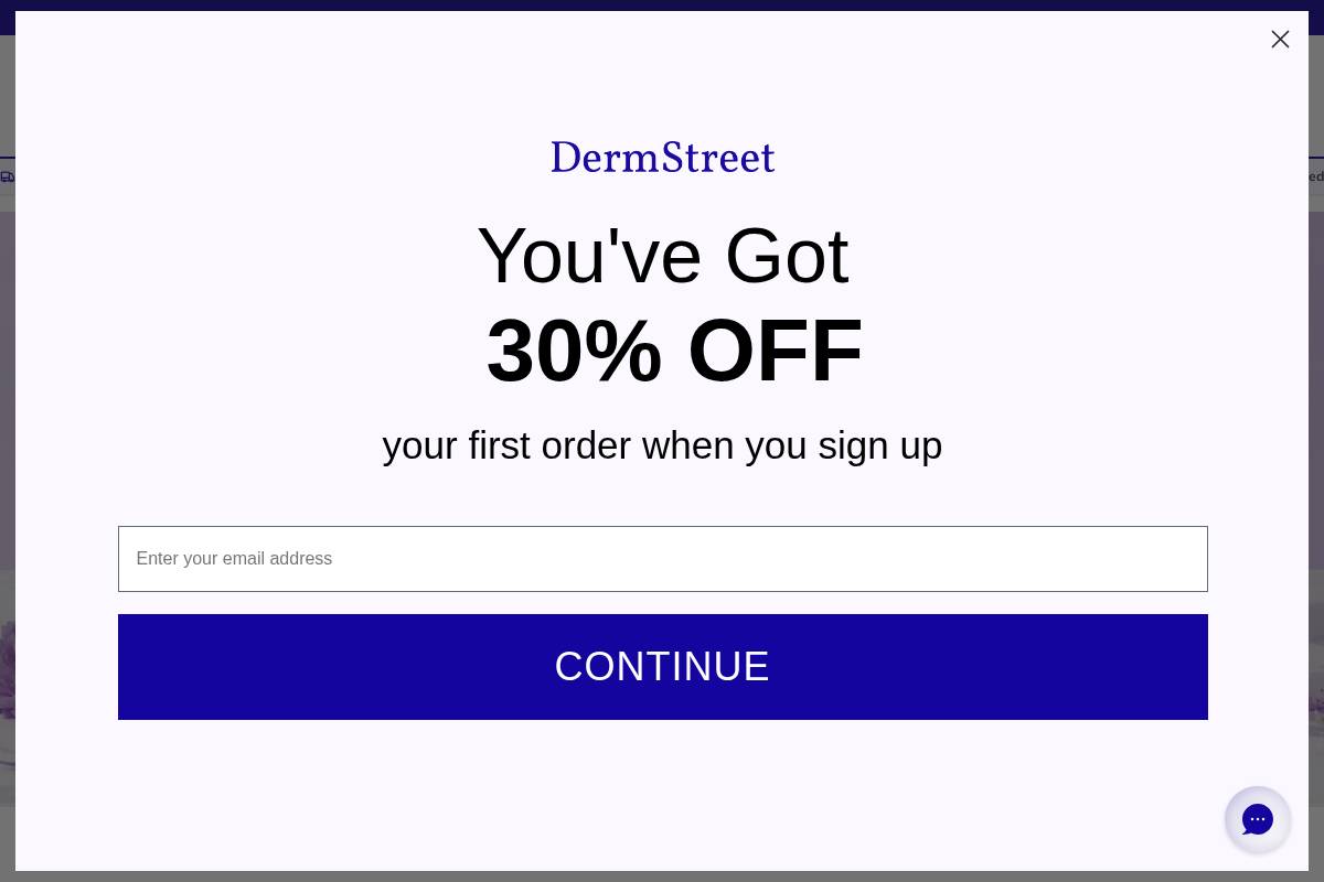 Dermstreet homepage screenshot
