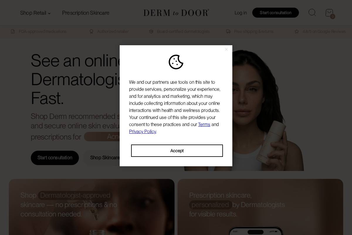 dermtodoor.com homepage screenshot