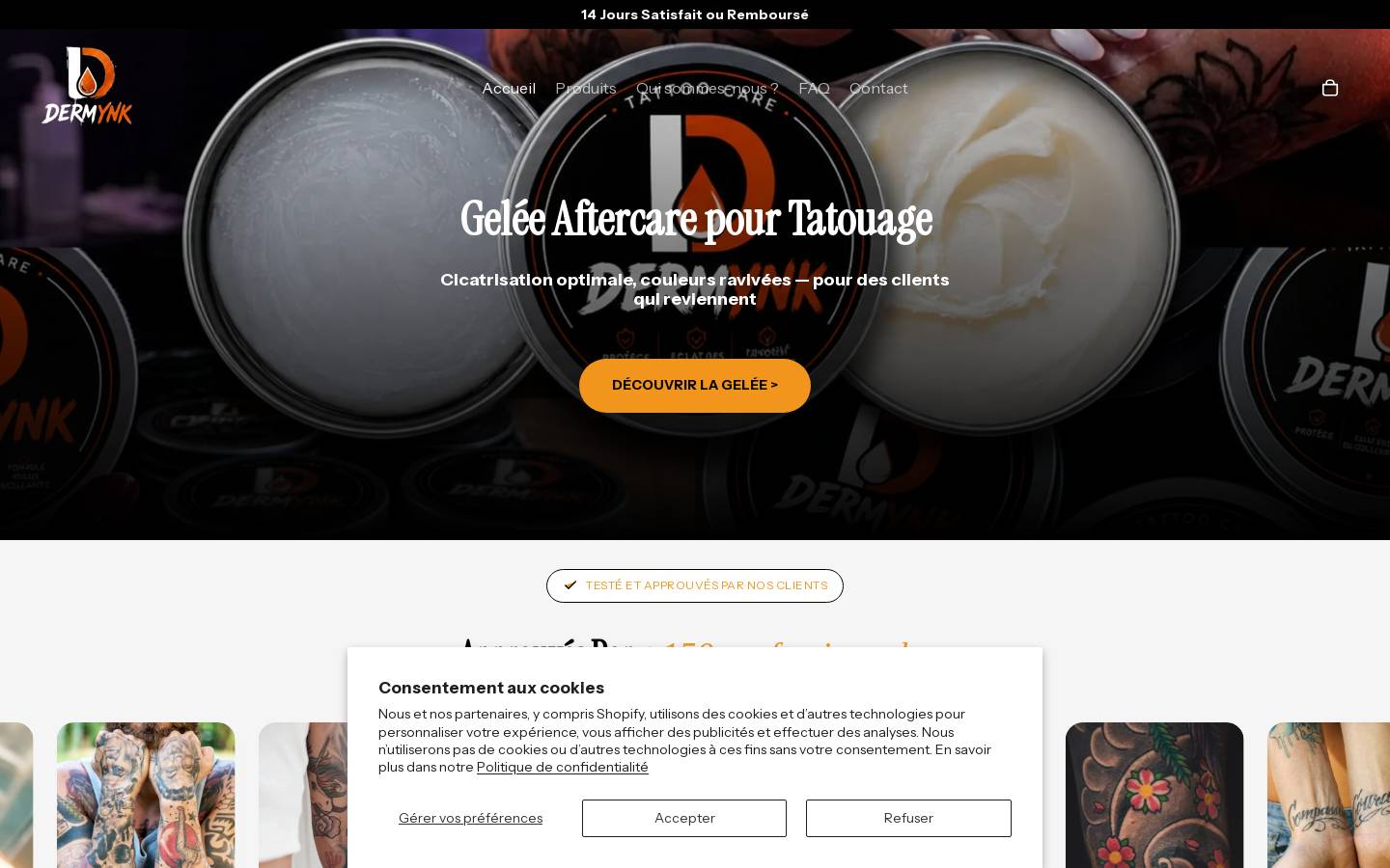 dermynk.com homepage screenshot