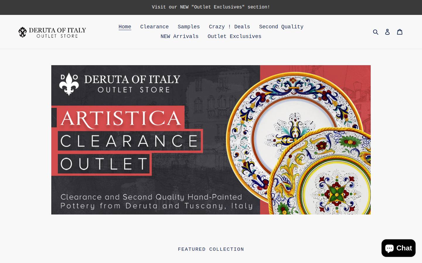 derutaoutlet.com homepage screenshot