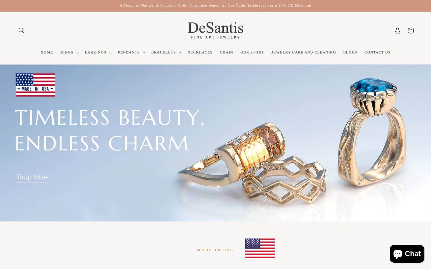 Desantisjewelry.com homepage screenshot