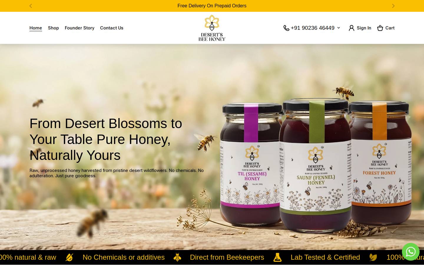 desertbeeshoney.com homepage screenshot