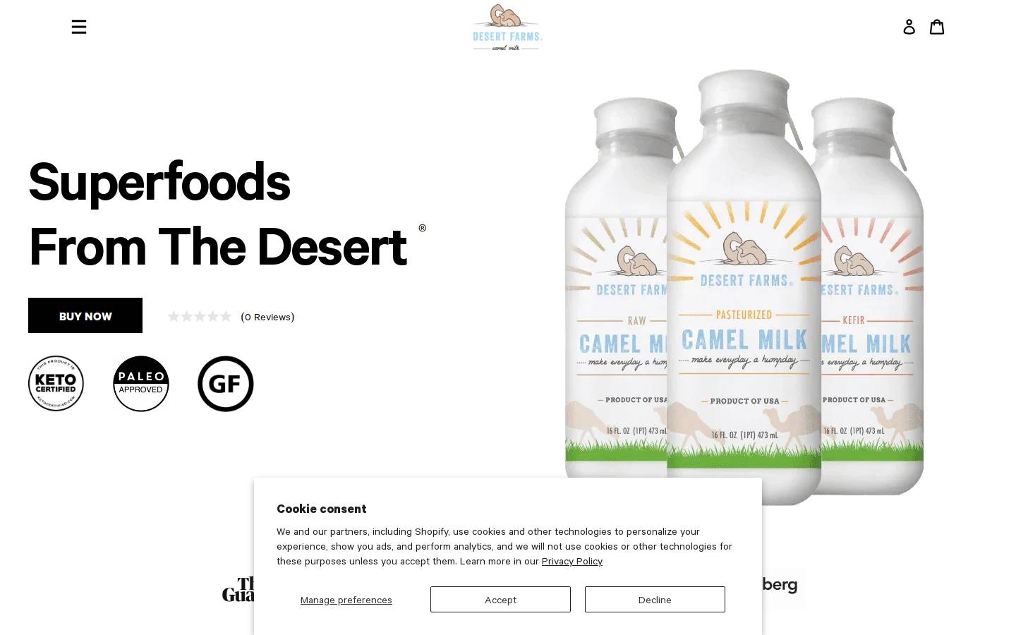 Desert Farms homepage screenshot