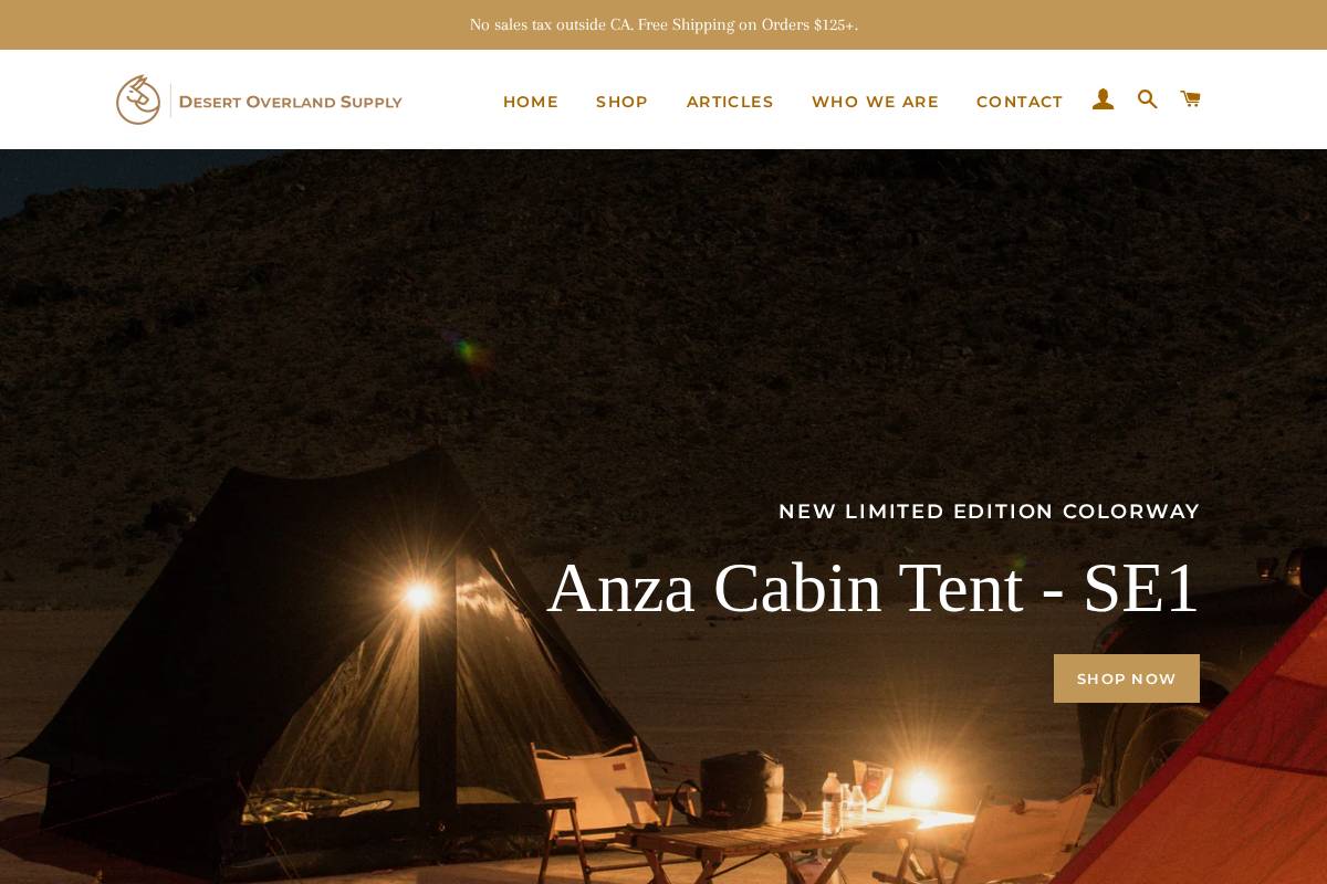 desertoverlandsupply.com homepage screenshot