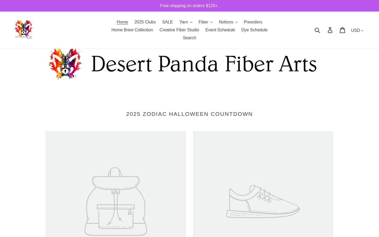 desertpandafiberarts.com homepage screenshot