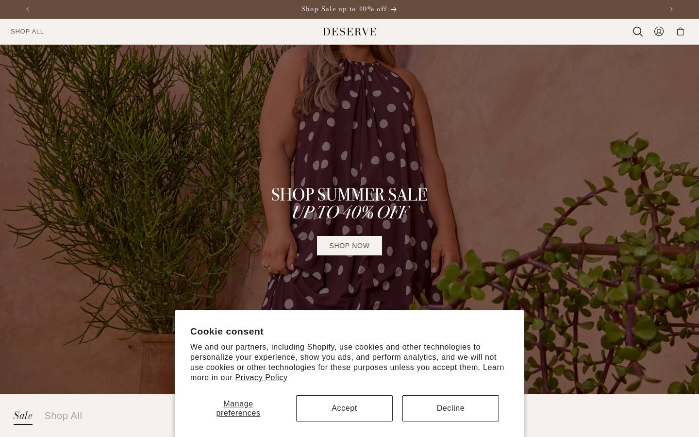 Deserveclothing homepage screenshot