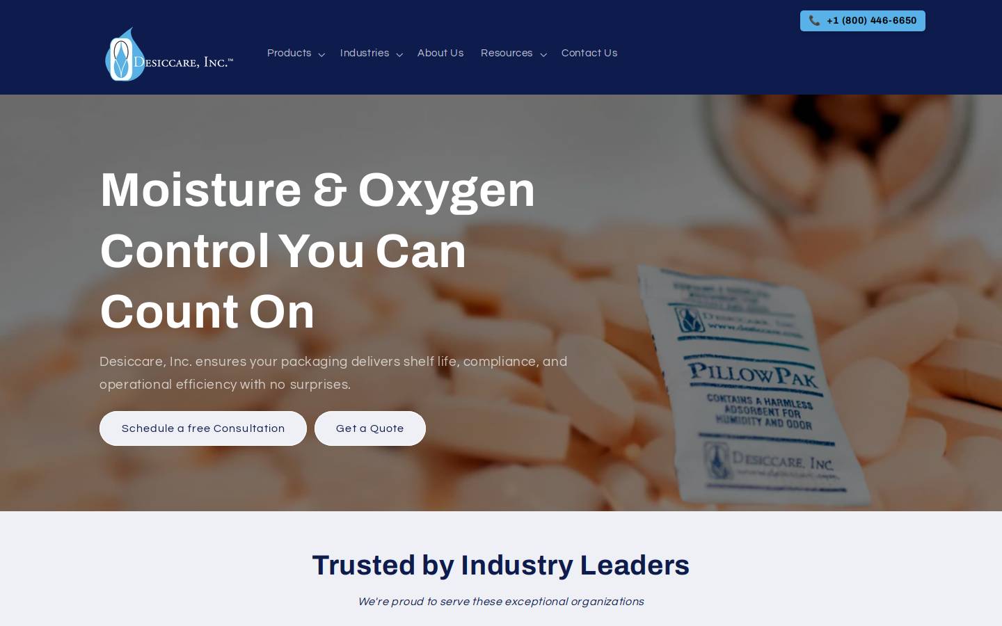 desiccare.com homepage screenshot