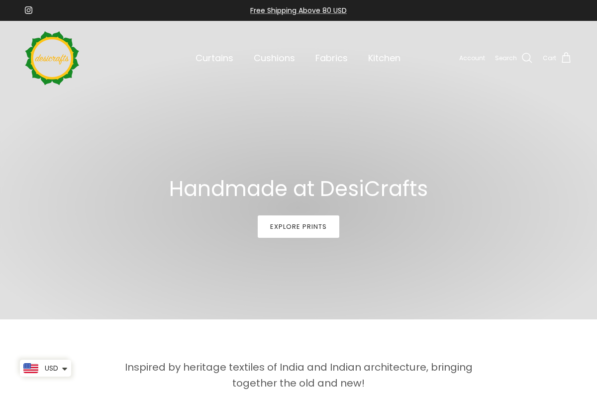 DesiCrafts homepage screenshot