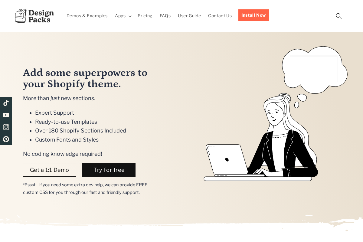 🎒 Design Packs homepage screenshot