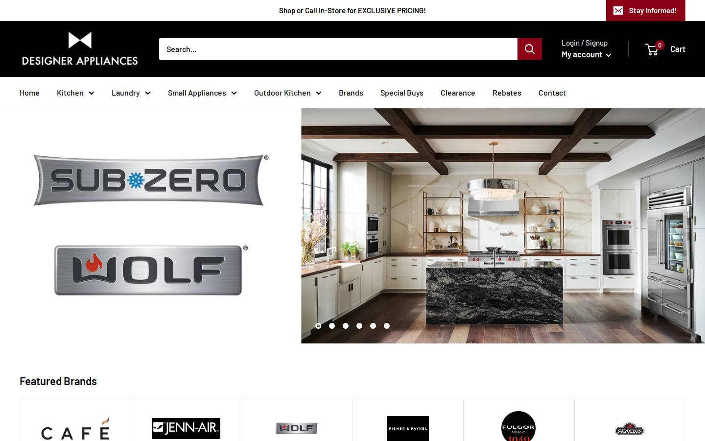 Designer Appliances homepage screenshot