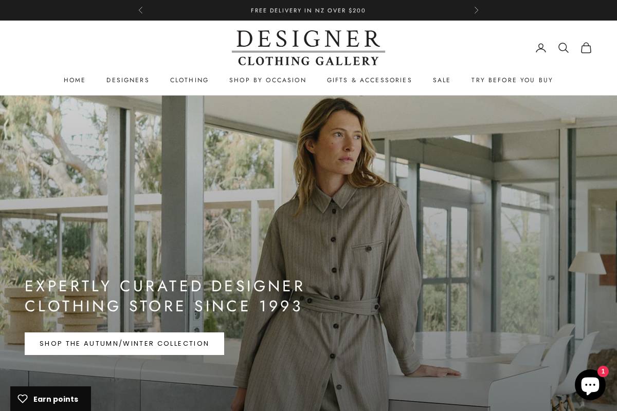 designerclothinggallery.co.nz homepage screenshot