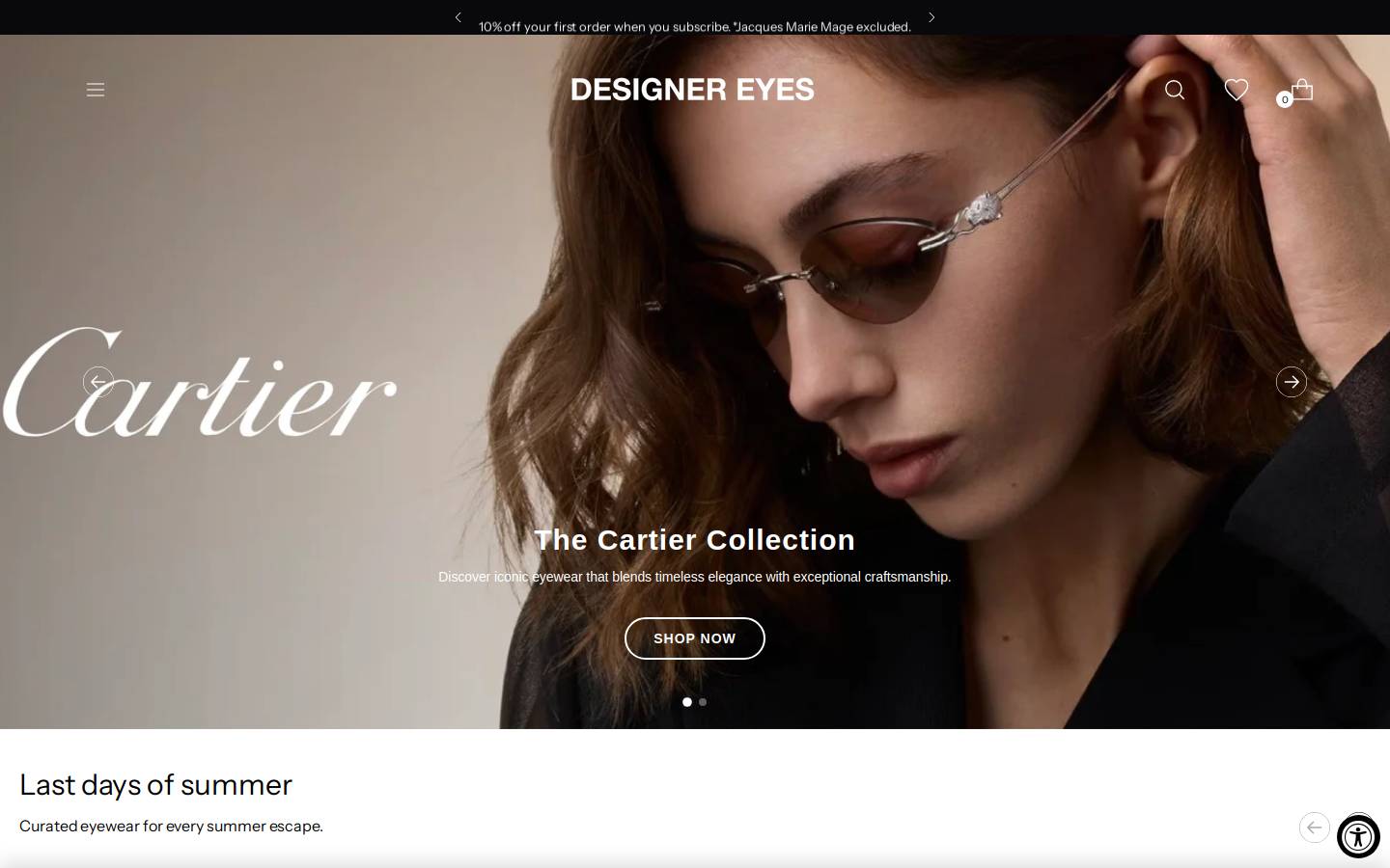 Designer Eyes homepage screenshot