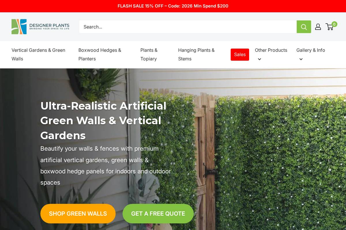 Designerplants homepage screenshot