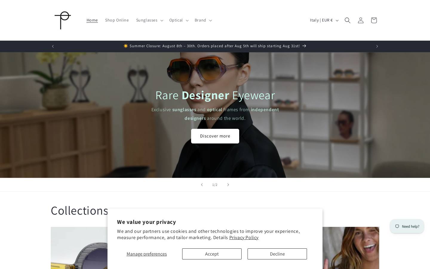 Design Optical homepage screenshot