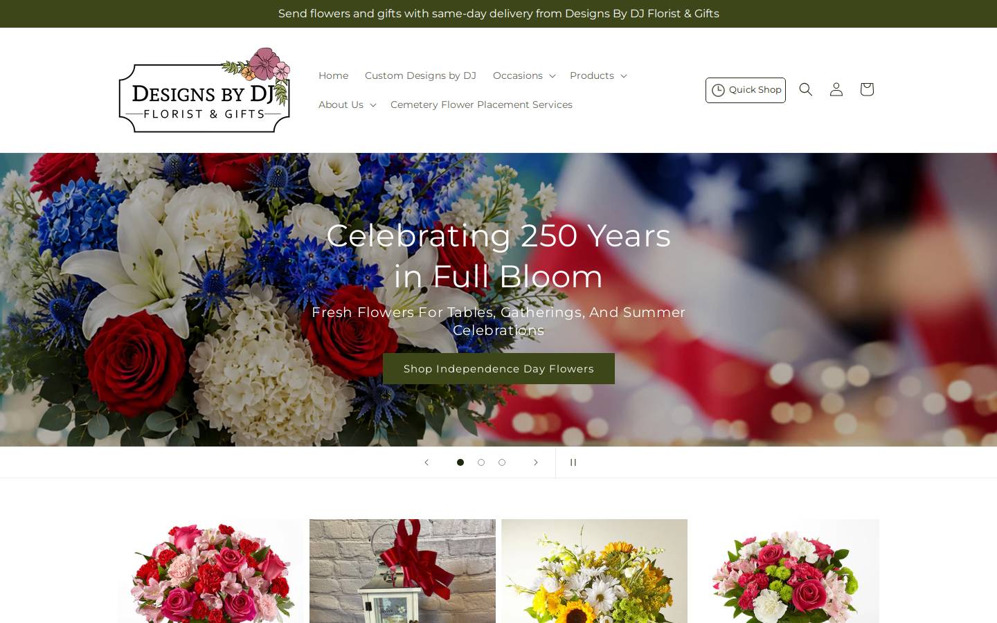 designsbydjflorist.com homepage screenshot