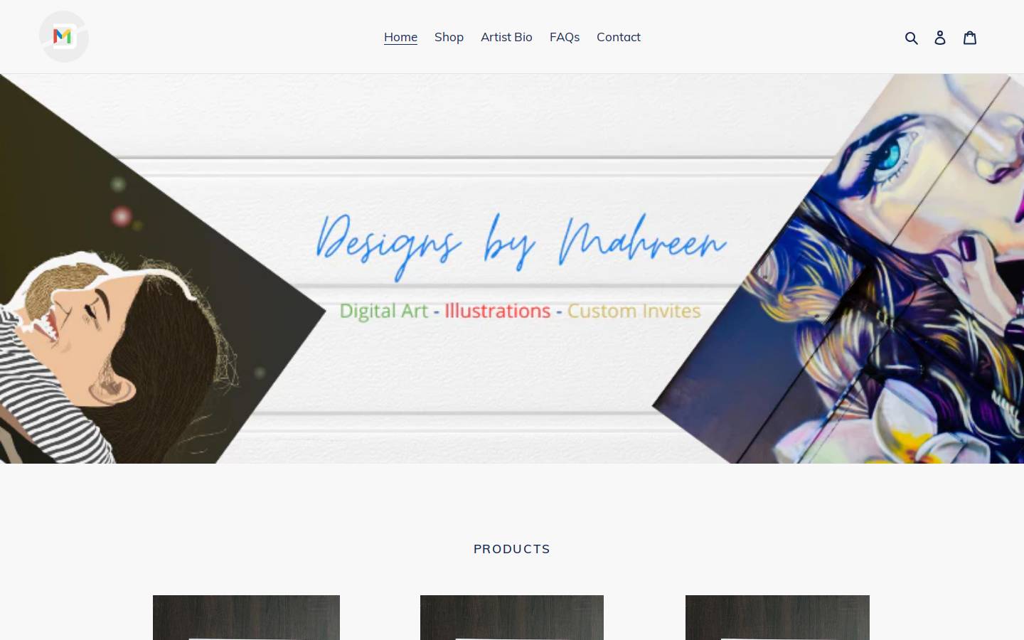 designsbymahreen.com homepage screenshot