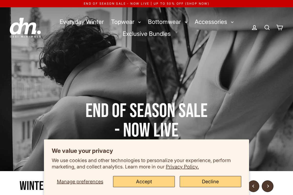 Desi Minimals homepage screenshot