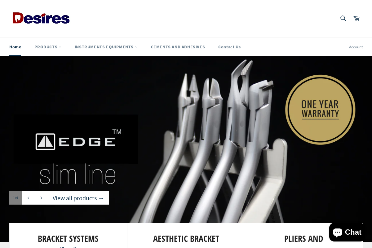 desiresorthoshop homepage screenshot