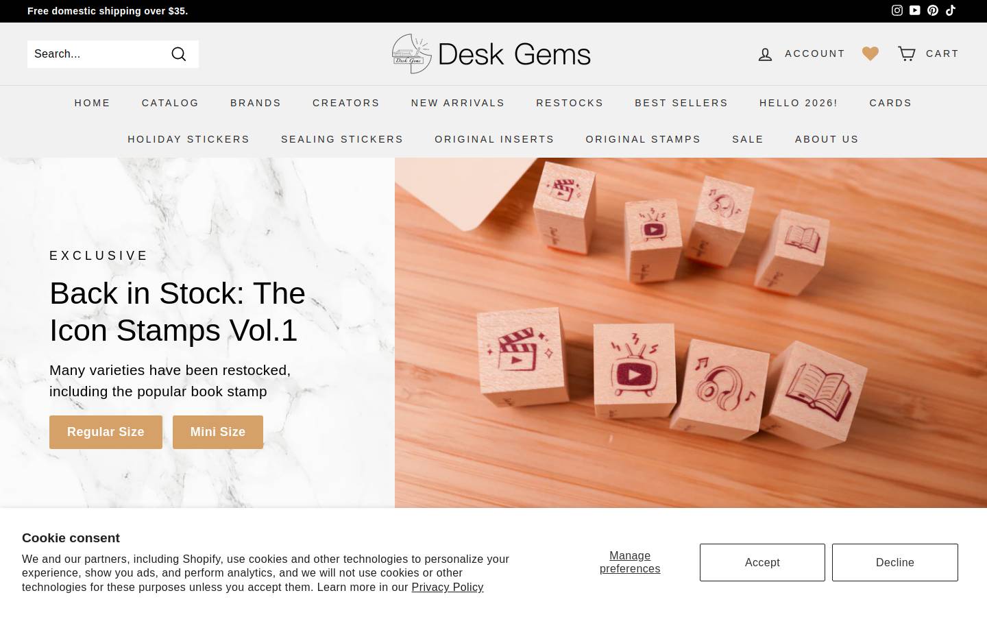 Desk Gems homepage screenshot